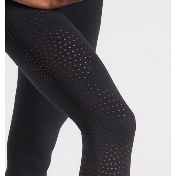 Athleta Sz S Black Laser Cut Out Perforated Capri Cropped Pants Leggings - Picture 5 of 15